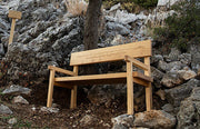 Wood bench for hikers